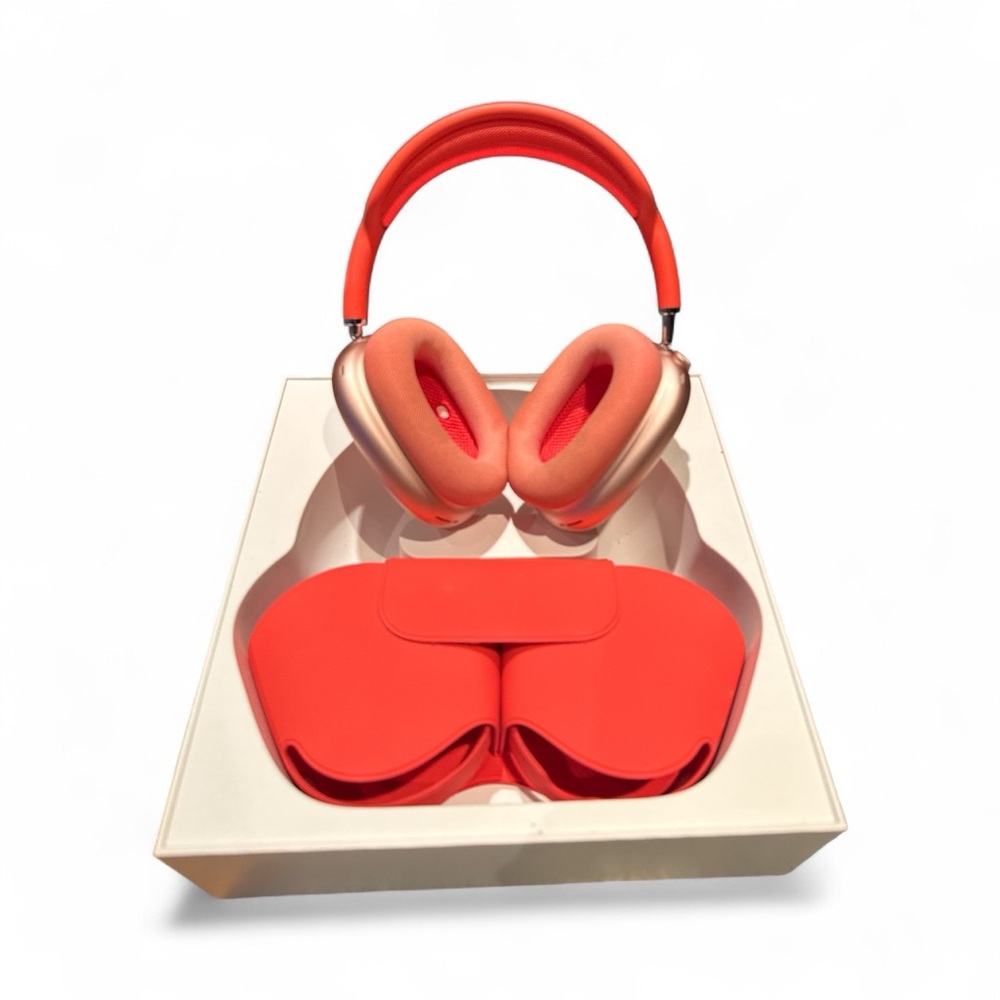 Pink and Red Apple AirPod Max Headphones